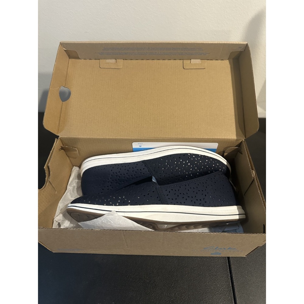 Clarks Cloudsteppers Breeze Emily Navy Marine Slip On Loafers Womens 10 M NEW - Picture 7 of 11
